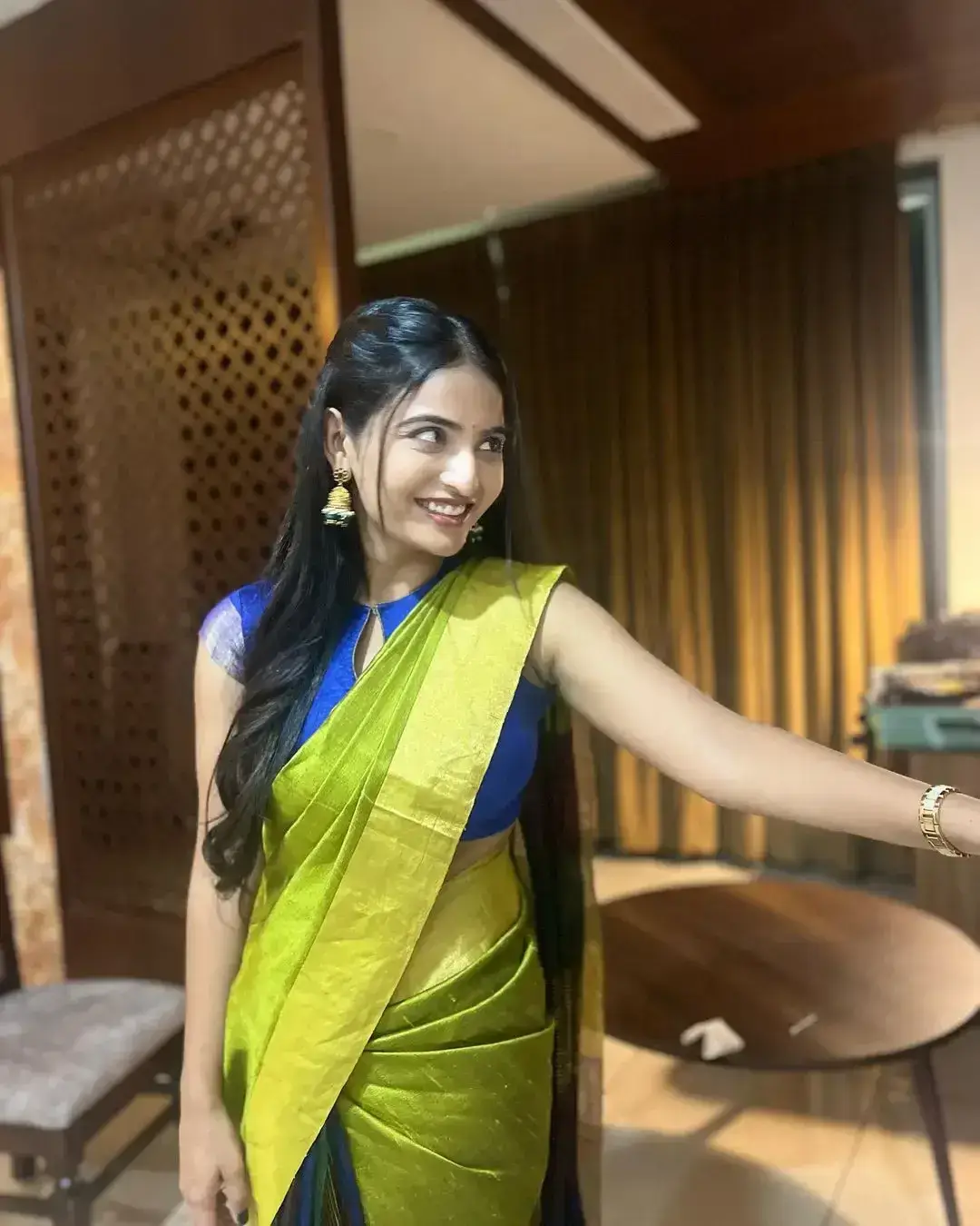 Indian Actress Ananya Nagalla Images In Green Saree